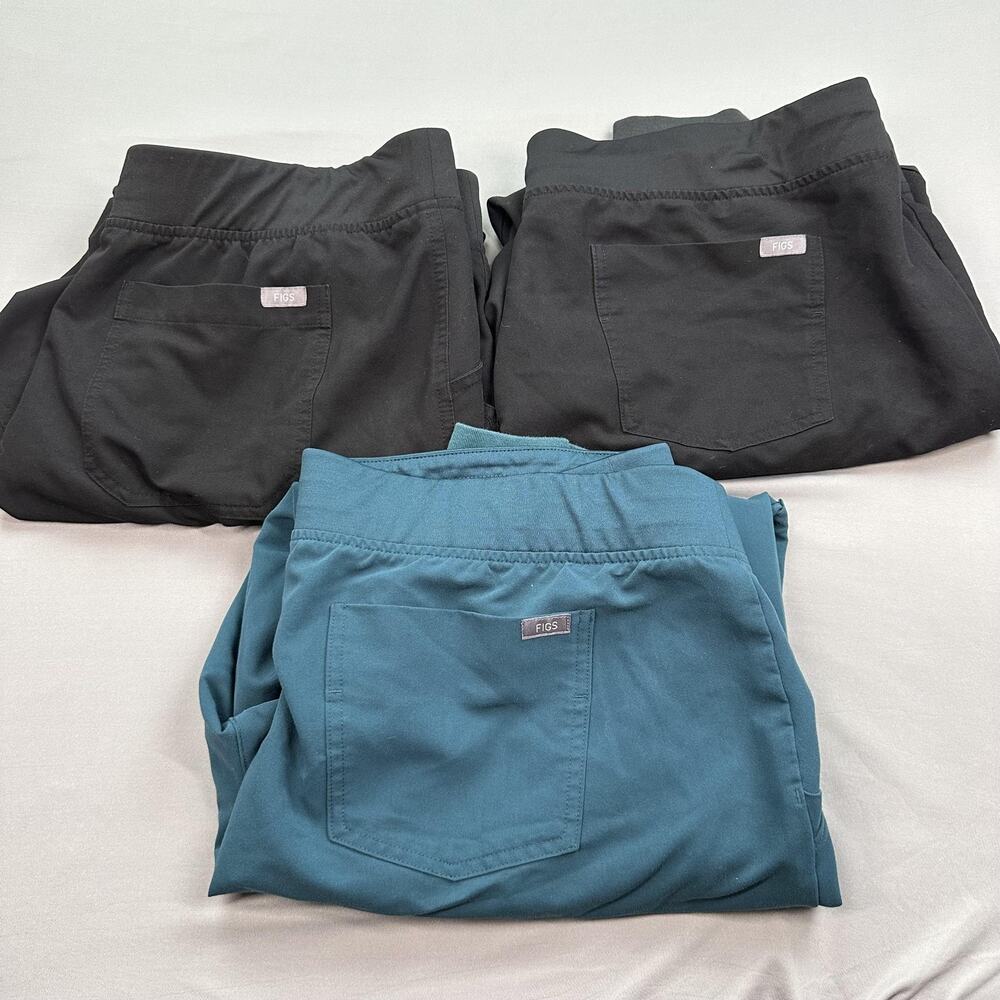 FIGS Scrub Pants Lot Womens XXL Black Teal 2 Joggers 1 Cargo Medical Scrubs